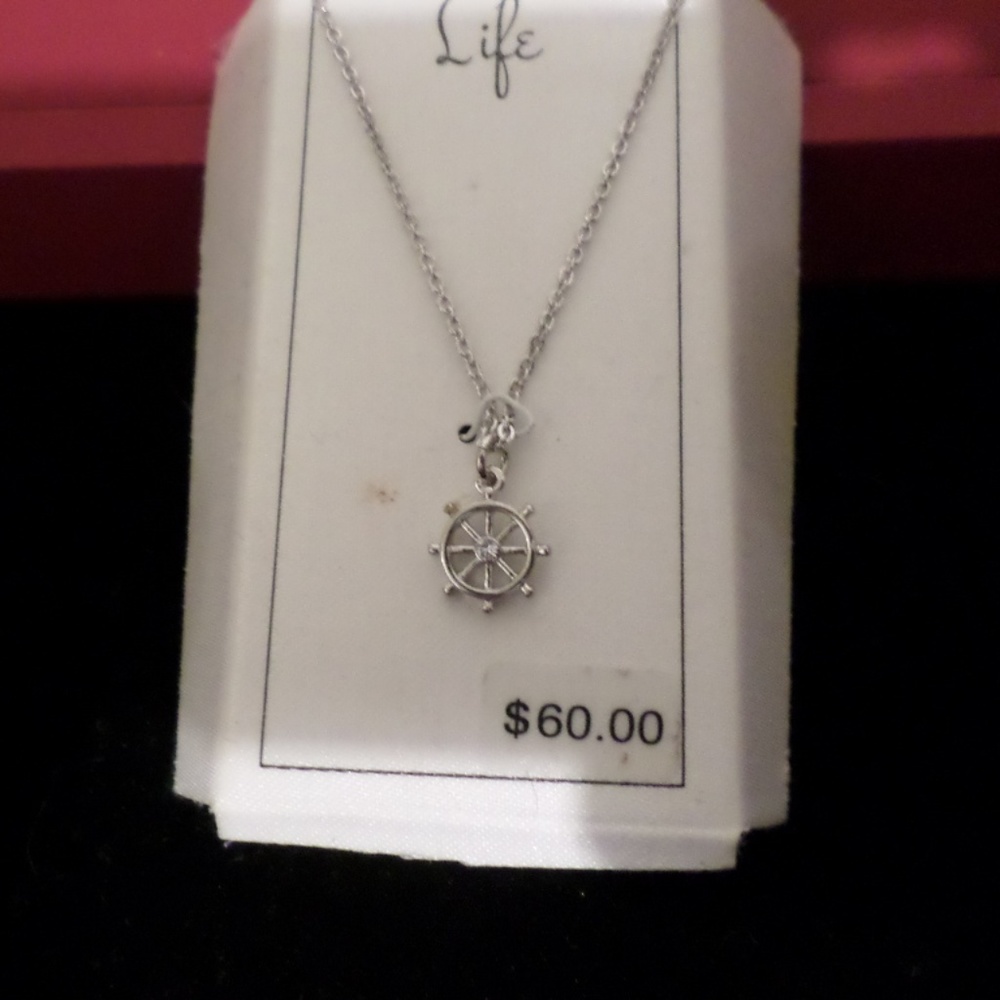 Sterling Silver Ship's Wheel Pendant Necklace